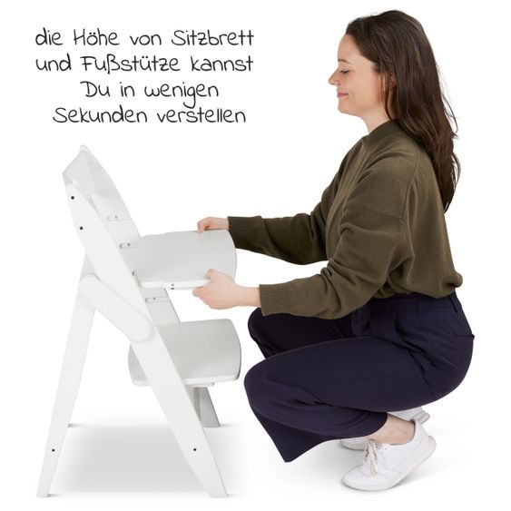 Moji Yippy Starter Set (3-tlg.) Hochstuhl + Sitzkissen + Starter Set (klappbar & mitwachsend) - Snow