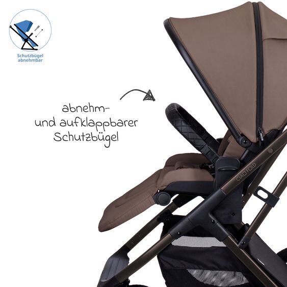 Moon 2 in 1 Kombi-Kinderwagen Ciao FOLD bis 22 kg mit faltbarer Babywanne, Liegeposition, Knickschieber - Greige