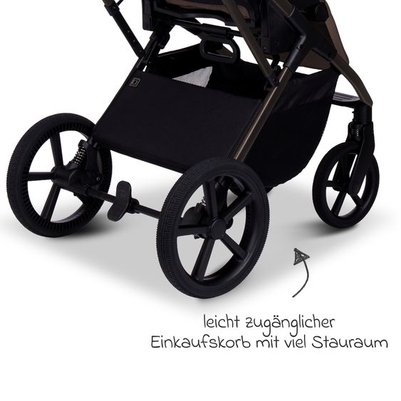 Moon 2 in 1 Kombi-Kinderwagen Ciao FOLD bis 22 kg mit faltbarer Babywanne, Liegeposition, Knickschieber - Greige