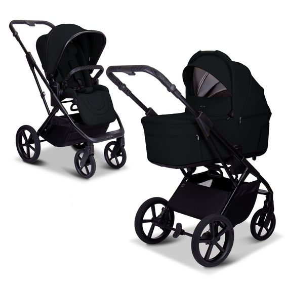 Moon 2 in 1 Kombi-Kinderwagen Ciao FOLD bis 22 kg mit faltbarer Babywanne, Liegeposition, Knickschieber - Onyx