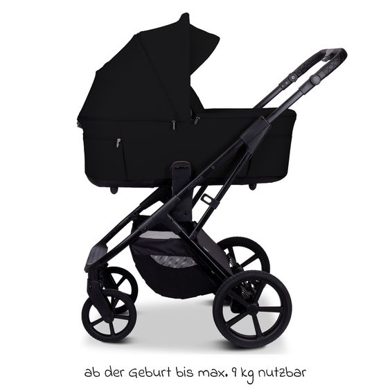 Moon 2 in 1 Kombi-Kinderwagen Ciao FOLD bis 22 kg mit faltbarer Babywanne, Liegeposition, Knickschieber - Onyx