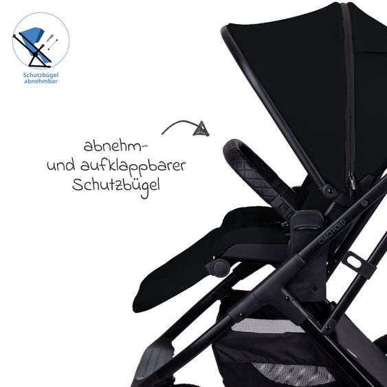 Moon 2 in 1 Kombi-Kinderwagen Ciao FOLD bis 22 kg mit faltbarer Babywanne, Liegeposition, Knickschieber - Onyx