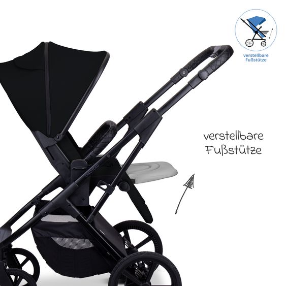 Moon 2 in 1 Kombi-Kinderwagen Ciao FOLD bis 22 kg mit faltbarer Babywanne, Liegeposition, Knickschieber - Onyx