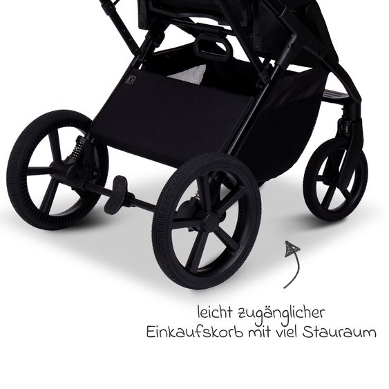 Moon 2 in 1 Kombi-Kinderwagen Ciao FOLD bis 22 kg mit faltbarer Babywanne, Liegeposition, Knickschieber - Onyx