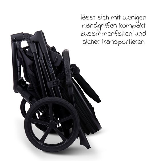 Moon 2 in 1 Kombi-Kinderwagen Ciao FOLD bis 22 kg mit faltbarer Babywanne, Liegeposition, Knickschieber - Onyx