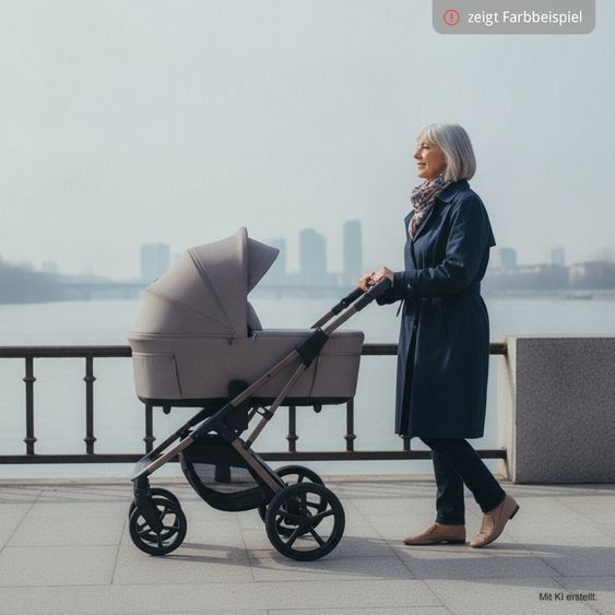 Moon 2 in 1 Kombi-Kinderwagen Ciao FOLD bis 22 kg mit faltbarer Babywanne, Liegeposition, Knickschieber - Onyx