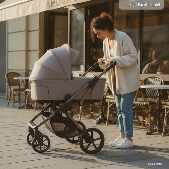 Moon 2 in 1 Kombi-Kinderwagen Ciao FOLD bis 22 kg mit faltbarer Babywanne, Liegeposition, Knickschieber - Onyx