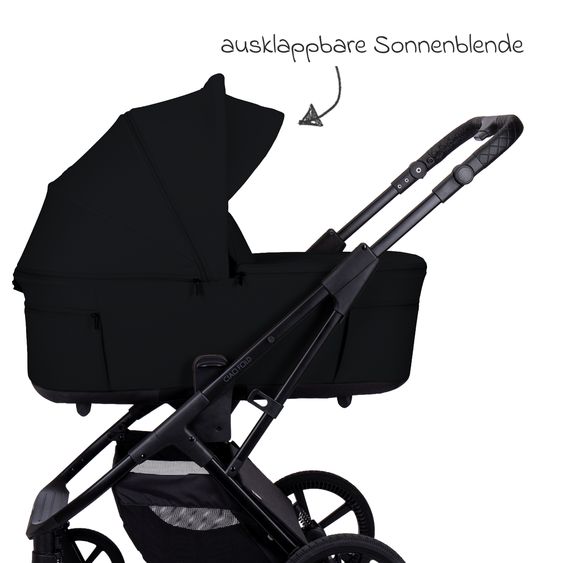 Moon 2 in 1 Kombi-Kinderwagen Ciao FOLD bis 22 kg mit faltbarer Babywanne, Liegeposition, Knickschieber - Onyx