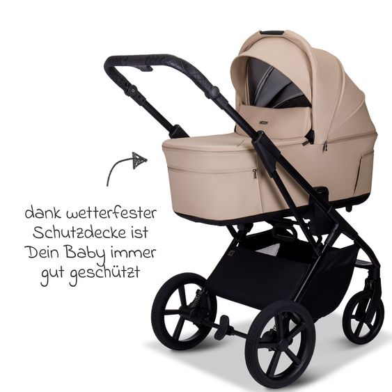 Moon 2 in 1 Kombi-Kinderwagen Ciao FOLD bis 22 kg mit faltbarer Babywanne, Liegeposition, Knickschieber - Sand