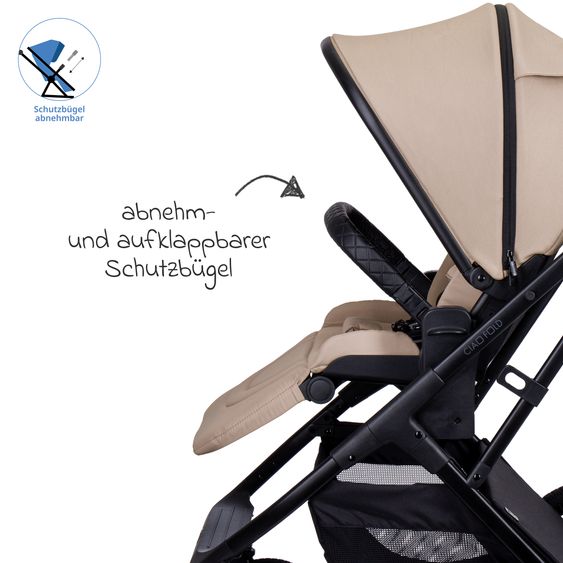 Moon 2 in 1 Kombi-Kinderwagen Ciao FOLD bis 22 kg mit faltbarer Babywanne, Liegeposition, Knickschieber - Sand