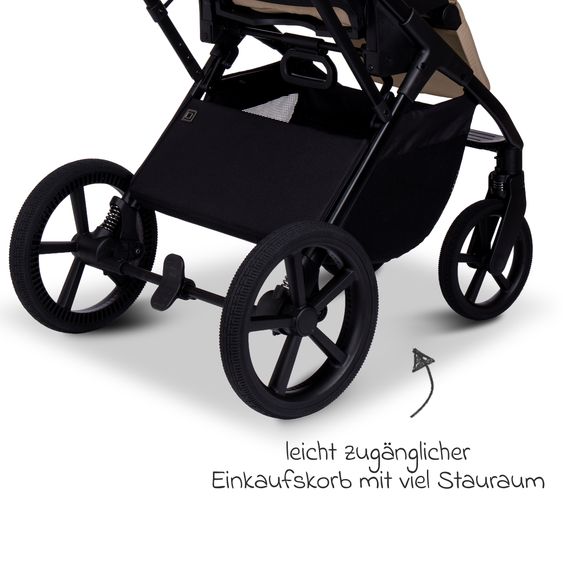 Moon 2 in 1 Kombi-Kinderwagen Ciao FOLD bis 22 kg mit faltbarer Babywanne, Liegeposition, Knickschieber - Sand