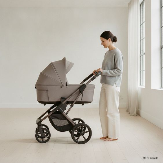 Moon 2 in 1 Kombi-Kinderwagen Ciao FOLD bis 22 kg mit faltbarer Babywanne, Liegeposition, Knickschieber - Sand