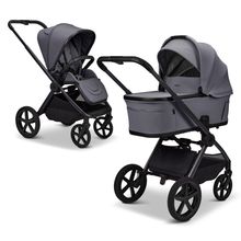 2 in 1 Kombi-Kinderwagen Gio FOLD bis 22 kg mit faltbarer Babywanne, Liegeposition, Teleskopschieber - Graphite