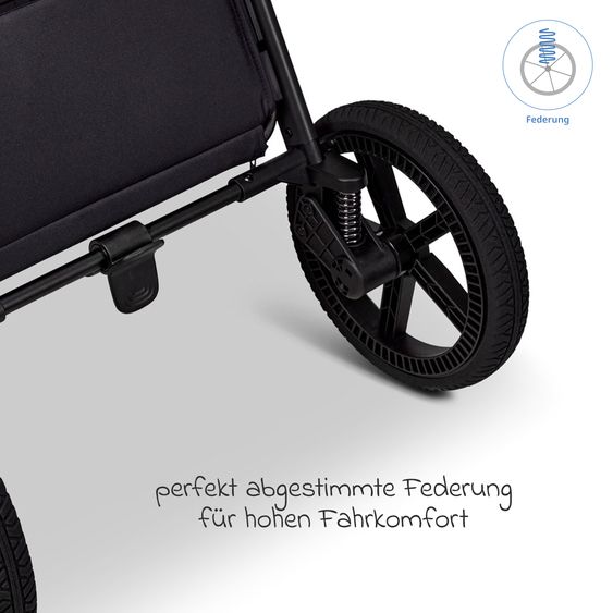 Moon 2 in 1 Kombi-Kinderwagen Gio FOLD bis 22 kg mit faltbarer Babywanne, Liegeposition, Teleskopschieber - Graphite