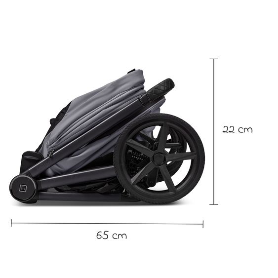 Moon 2 in 1 Kombi-Kinderwagen Gio FOLD bis 22 kg mit faltbarer Babywanne, Liegeposition, Teleskopschieber - Graphite