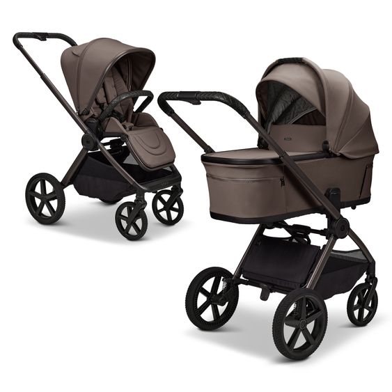 Moon 2 in 1 Kombi-Kinderwagen Gio FOLD bis 22 kg mit faltbarer Babywanne, Liegeposition, Teleskopschieber - Greige