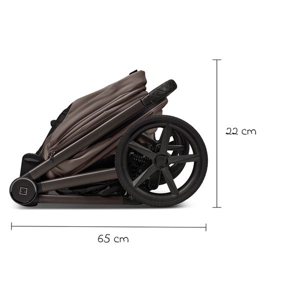 Moon 2 in 1 Kombi-Kinderwagen Gio FOLD bis 22 kg mit faltbarer Babywanne, Liegeposition, Teleskopschieber - Greige