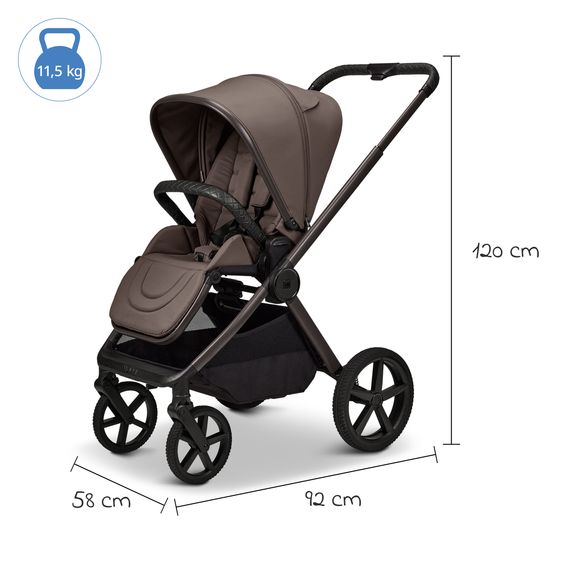 Moon 2 in 1 Kombi-Kinderwagen Gio FOLD bis 22 kg mit faltbarer Babywanne, Liegeposition, Teleskopschieber - Greige