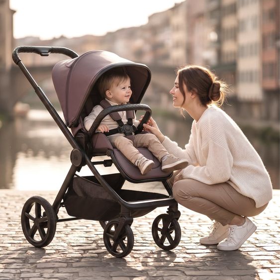 Moon 2 in 1 Kombi-Kinderwagen Gio FOLD bis 22 kg mit faltbarer Babywanne, Liegeposition, Teleskopschieber - Greige