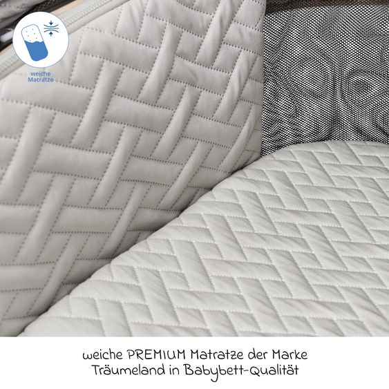Moon 2 in 1 Kombi-Kinderwagen Gio FOLD bis 22 kg mit faltbarer Babywanne, Liegeposition, Teleskopschieber - Greige