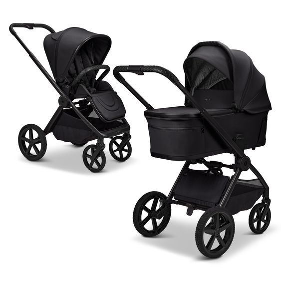 Moon 2 in 1 Kombi-Kinderwagen Gio FOLD bis 22 kg mit faltbarer Babywanne, Liegeposition, Teleskopschieber - Onyx