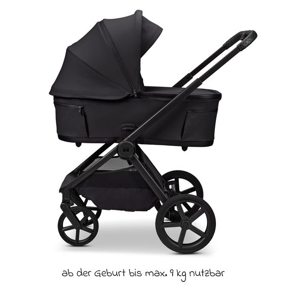 Moon 2 in 1 Kombi-Kinderwagen Gio FOLD bis 22 kg mit faltbarer Babywanne, Liegeposition, Teleskopschieber - Onyx
