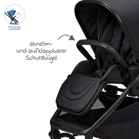 Moon 2 in 1 Kombi-Kinderwagen Gio FOLD bis 22 kg mit faltbarer Babywanne, Liegeposition, Teleskopschieber - Onyx