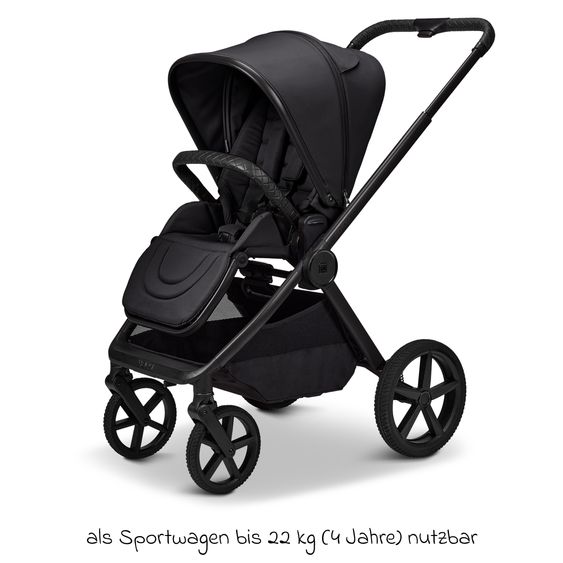 Moon 2 in 1 Kombi-Kinderwagen Gio FOLD bis 22 kg mit faltbarer Babywanne, Liegeposition, Teleskopschieber - Onyx