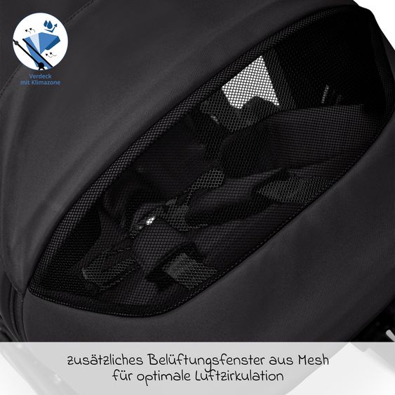 Moon 2 in 1 Kombi-Kinderwagen Gio FOLD bis 22 kg mit faltbarer Babywanne, Liegeposition, Teleskopschieber - Onyx