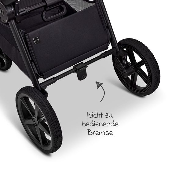 Moon 2 in 1 Kombi-Kinderwagen Gio FOLD bis 22 kg mit faltbarer Babywanne, Liegeposition, Teleskopschieber - Onyx