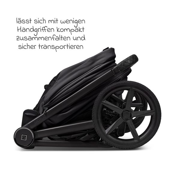 Moon 2 in 1 Kombi-Kinderwagen Gio FOLD bis 22 kg mit faltbarer Babywanne, Liegeposition, Teleskopschieber - Onyx