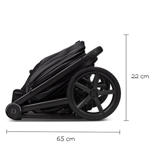 Moon 2 in 1 Kombi-Kinderwagen Gio FOLD bis 22 kg mit faltbarer Babywanne, Liegeposition, Teleskopschieber - Onyx