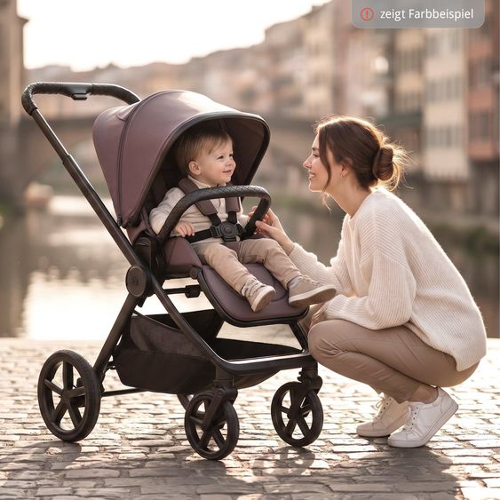 Moon 2 in 1 Kombi-Kinderwagen Gio FOLD bis 22 kg mit faltbarer Babywanne, Liegeposition, Teleskopschieber - Onyx