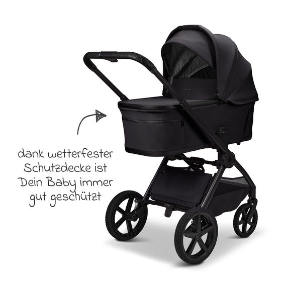 Moon 2 in 1 Kombi-Kinderwagen Gio FOLD bis 22 kg mit faltbarer Babywanne, Liegeposition, Teleskopschieber - Onyx