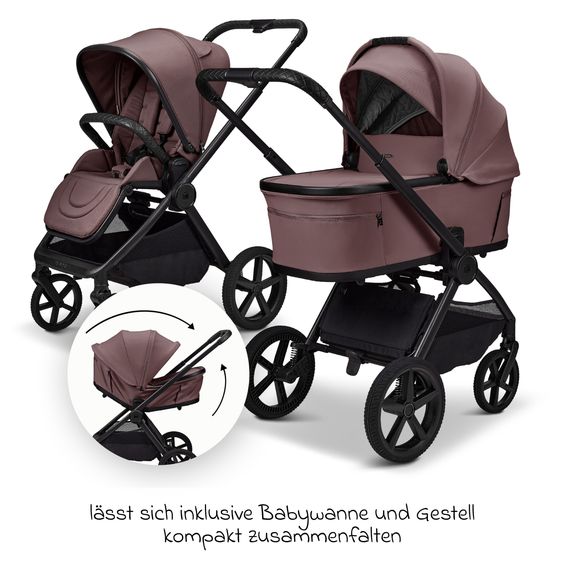 Moon 2 in 1 Kombi-Kinderwagen Gio FOLD bis 22 kg mit faltbarer Babywanne, Liegeposition, Teleskopschieber - Tonka