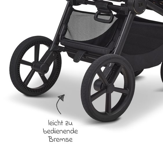 Moon 2 in 1 Kombi-Kinderwagen Resea FOLD bis 22 kg mit faltbarer Babywanne, Liegeposition, Teleskopschieber - Cognac
