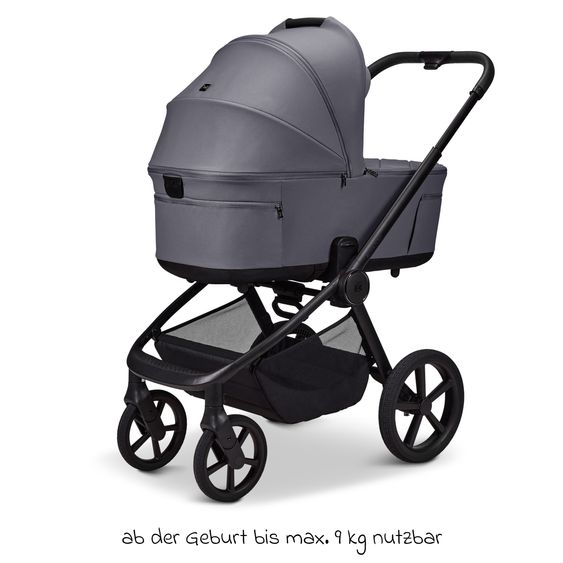 Moon 2 in 1 Kombi-Kinderwagen Resea FOLD bis 22 kg mit faltbarer Babywanne, Liegeposition, Teleskopschieber - Graphite