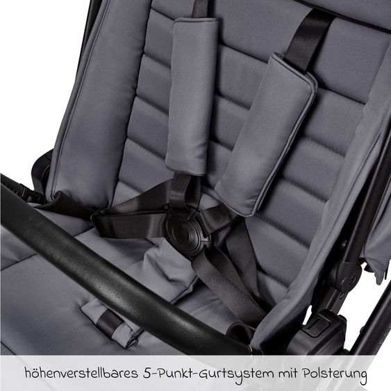 Moon 2 in 1 Kombi-Kinderwagen Resea FOLD bis 22 kg mit faltbarer Babywanne, Liegeposition, Teleskopschieber - Graphite