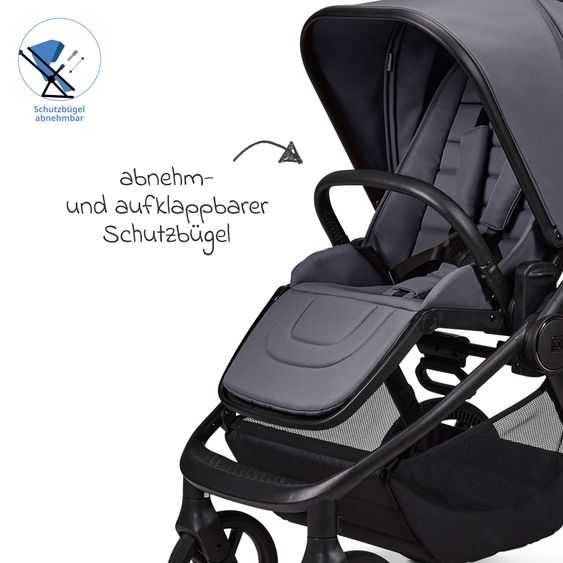 Moon 2 in 1 Kombi-Kinderwagen Resea FOLD bis 22 kg mit faltbarer Babywanne, Liegeposition, Teleskopschieber - Graphite