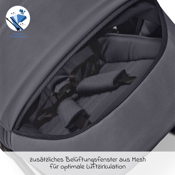 Moon 2 in 1 Kombi-Kinderwagen Resea FOLD bis 22 kg mit faltbarer Babywanne, Liegeposition, Teleskopschieber - Graphite