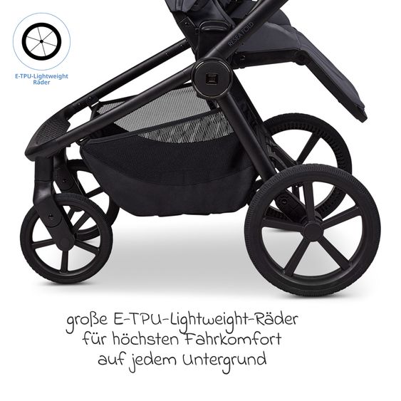 Moon 2 in 1 Kombi-Kinderwagen Resea FOLD bis 22 kg mit faltbarer Babywanne, Liegeposition, Teleskopschieber - Graphite