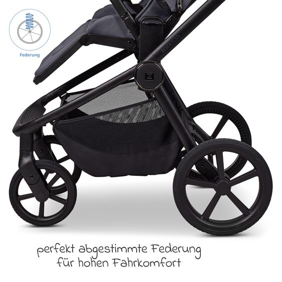 Moon 2 in 1 Kombi-Kinderwagen Resea FOLD bis 22 kg mit faltbarer Babywanne, Liegeposition, Teleskopschieber - Graphite