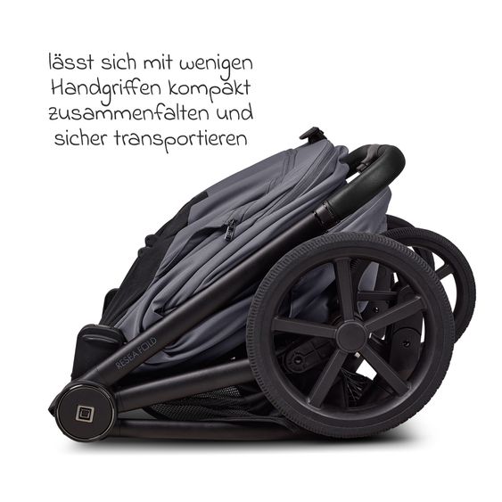Moon 2 in 1 Kombi-Kinderwagen Resea FOLD bis 22 kg mit faltbarer Babywanne, Liegeposition, Teleskopschieber - Graphite