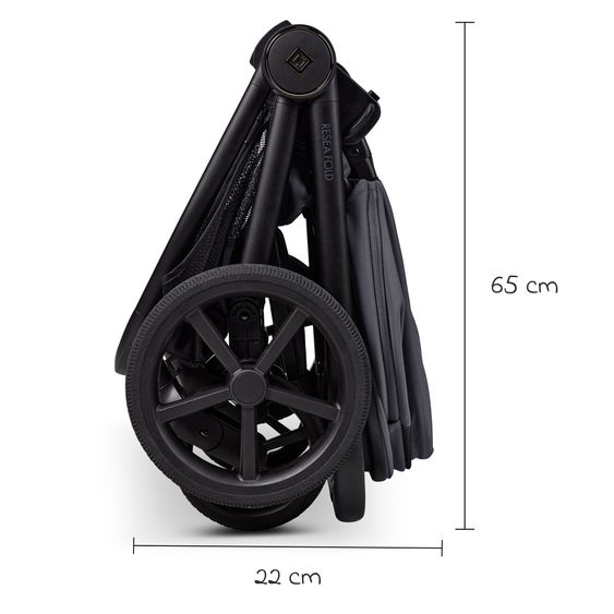 Moon 2 in 1 Kombi-Kinderwagen Resea FOLD bis 22 kg mit faltbarer Babywanne, Liegeposition, Teleskopschieber - Graphite
