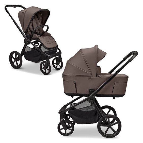 Moon 2 in 1 Kombi-Kinderwagen Resea FOLD bis 22 kg mit faltbarer Babywanne, Liegeposition, Teleskopschieber - Greige