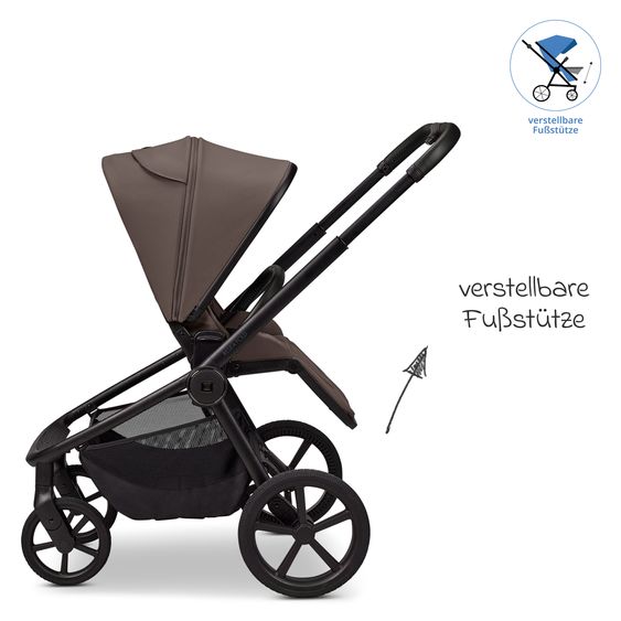 Moon 2 in 1 Kombi-Kinderwagen Resea FOLD bis 22 kg mit faltbarer Babywanne, Liegeposition, Teleskopschieber - Greige