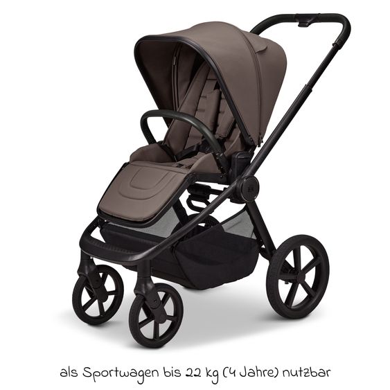 Moon 2 in 1 Kombi-Kinderwagen Resea FOLD bis 22 kg mit faltbarer Babywanne, Liegeposition, Teleskopschieber - Greige