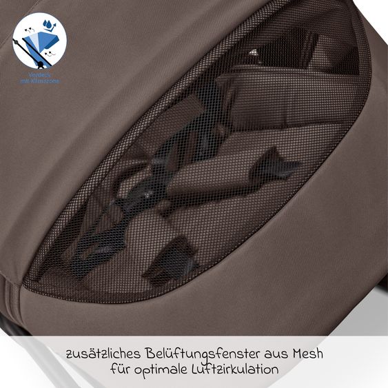 Moon 2 in 1 Kombi-Kinderwagen Resea FOLD bis 22 kg mit faltbarer Babywanne, Liegeposition, Teleskopschieber - Greige