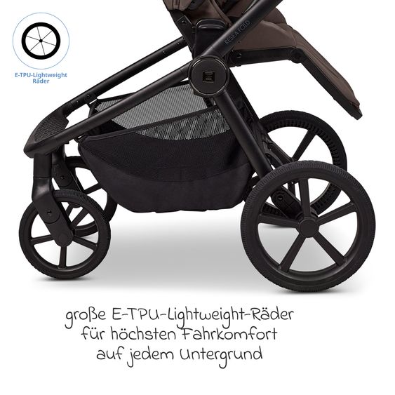 Moon 2 in 1 Kombi-Kinderwagen Resea FOLD bis 22 kg mit faltbarer Babywanne, Liegeposition, Teleskopschieber - Greige