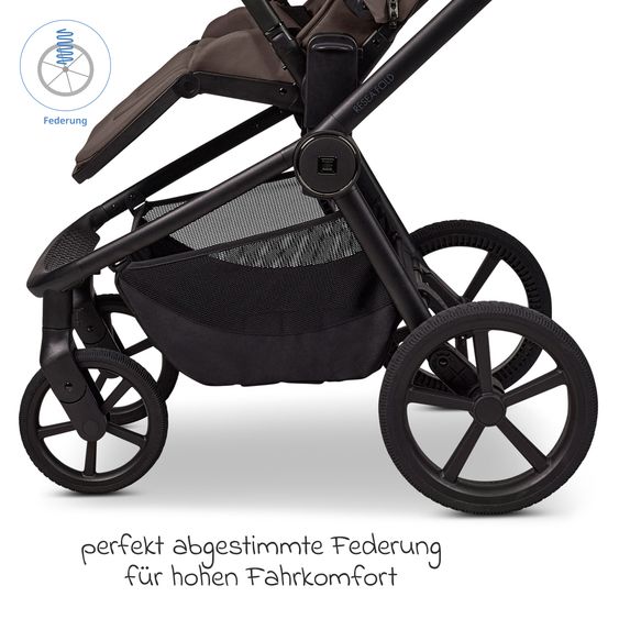 Moon 2 in 1 Kombi-Kinderwagen Resea FOLD bis 22 kg mit faltbarer Babywanne, Liegeposition, Teleskopschieber - Greige